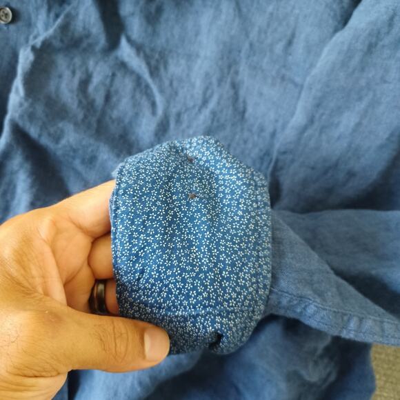 Joseph Abboud Linen Shirt Mens 2XL Blue Button Up Casual Beach Resort Relaxed - Picture 5 of 8